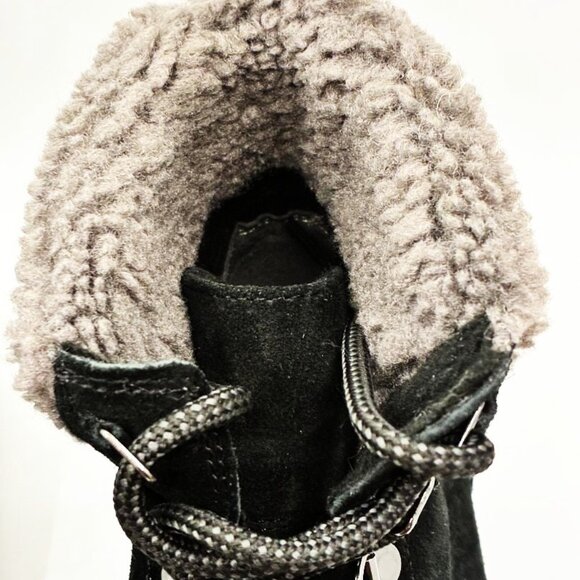 SAM EDLEMAN Franc Faux Shearling Trim Hiking Black Suede, Women Size 6, $170 NEW - Picture 4 of 8